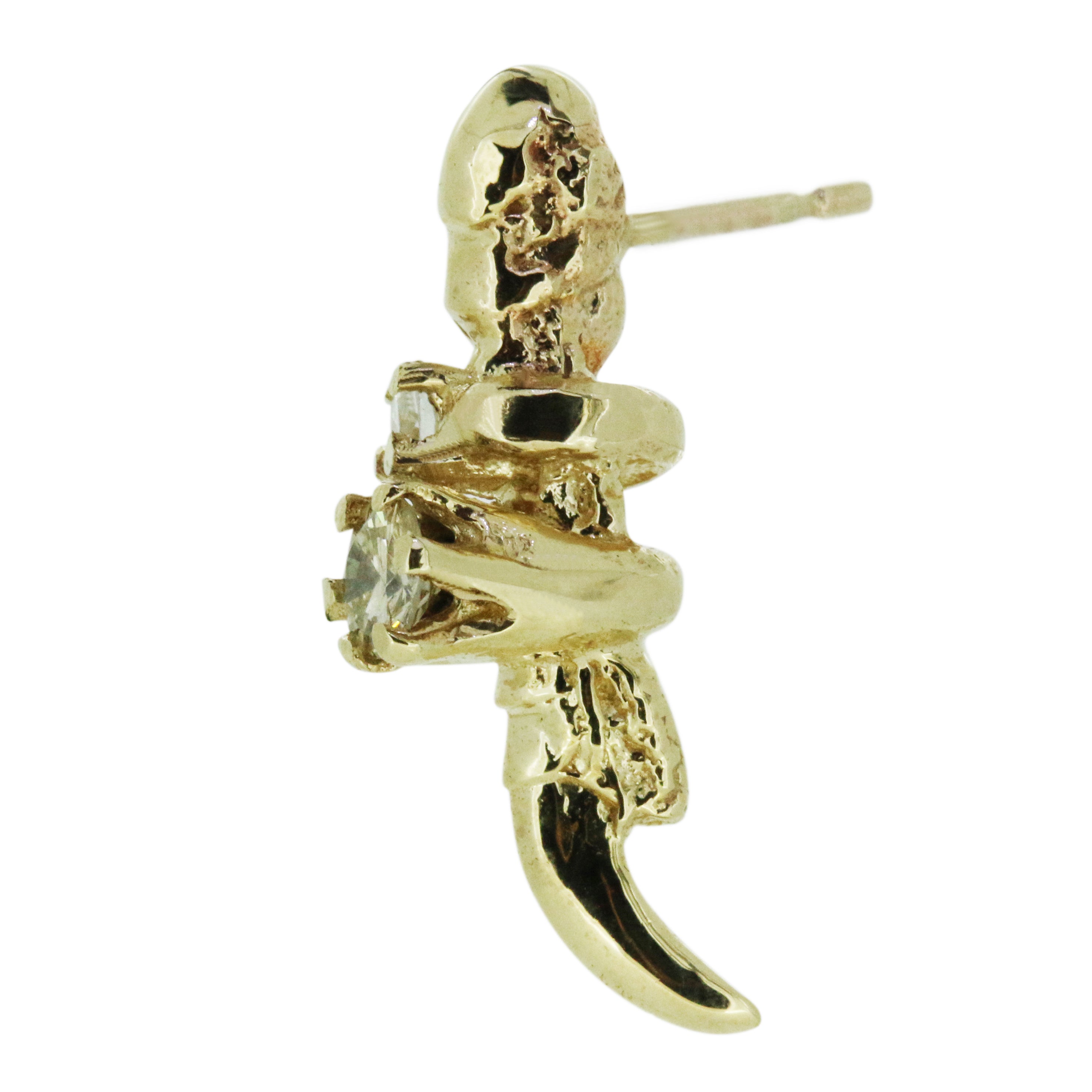 Champagne and white diamond Claw Stud - 9ct gold