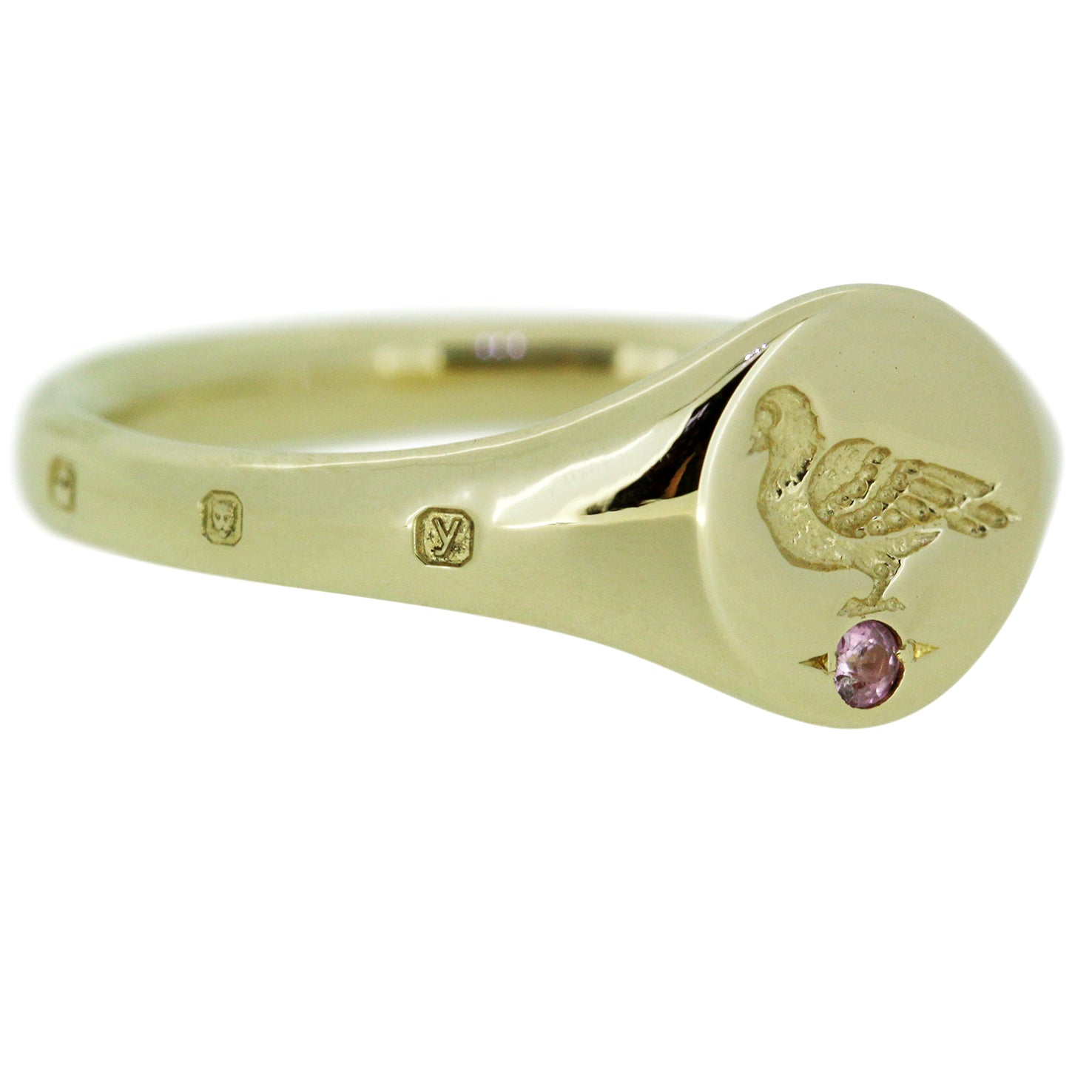 Lightweight Pigeon Signet with Pink Sapphire - 9ct Gold