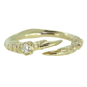 Single Claw with a Diamond Ring - 9ct Gold