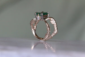 Emerald and Diamond Solitaire Ring - size 'J 1/2' - RESERVED